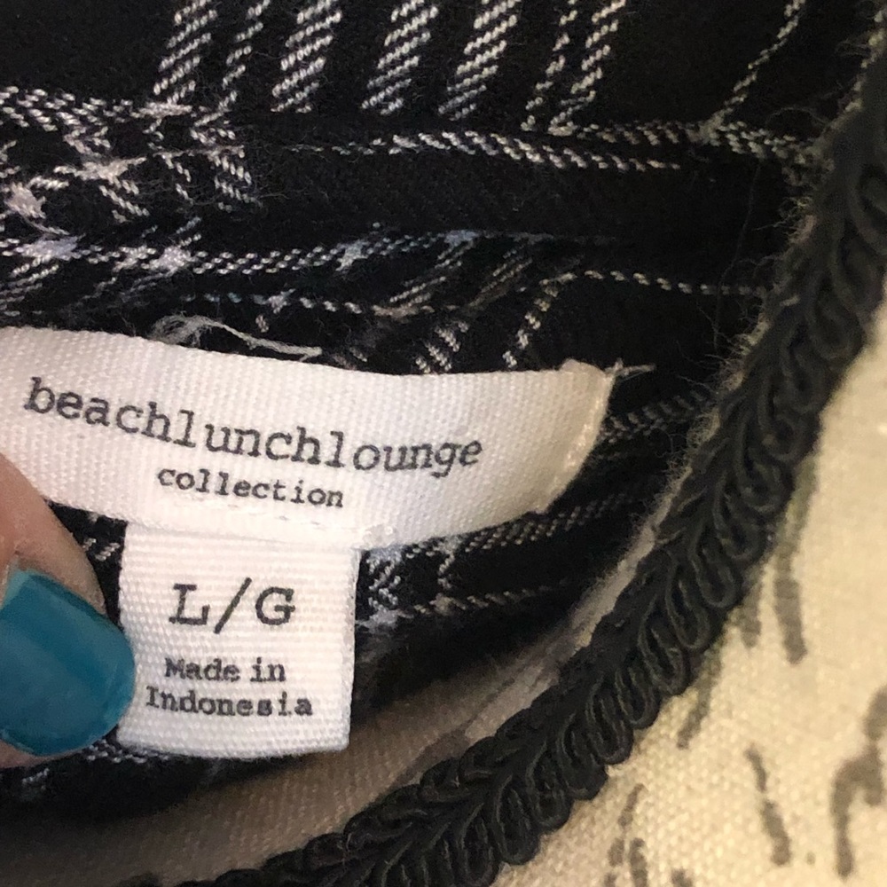 BeachLunchLounge Brand B&W Plaid Thin Flannel Long Sleeve Shirt Dress Size L - Picture 9 of 9